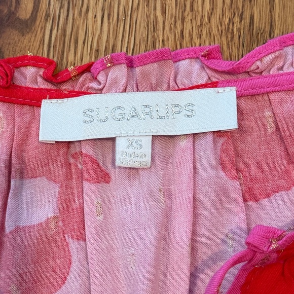 Sugarlips Pink and Red Ruffled Blouse, XS - Picture 3 of 4